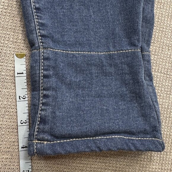 M Jeans By Maurices Womens Size M Reg Blue Denim Jeans Red Plaid Cuff Med Wash - Picture 14 of 15